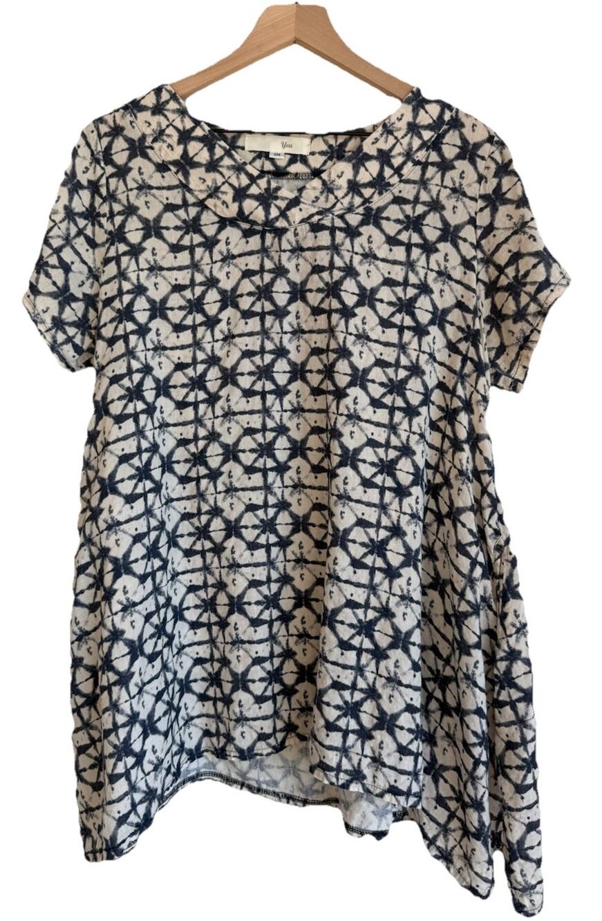 Yea Women’s 100% Cotton Tunic Top Size Small Lagenlook | Art To Wear | Pockets